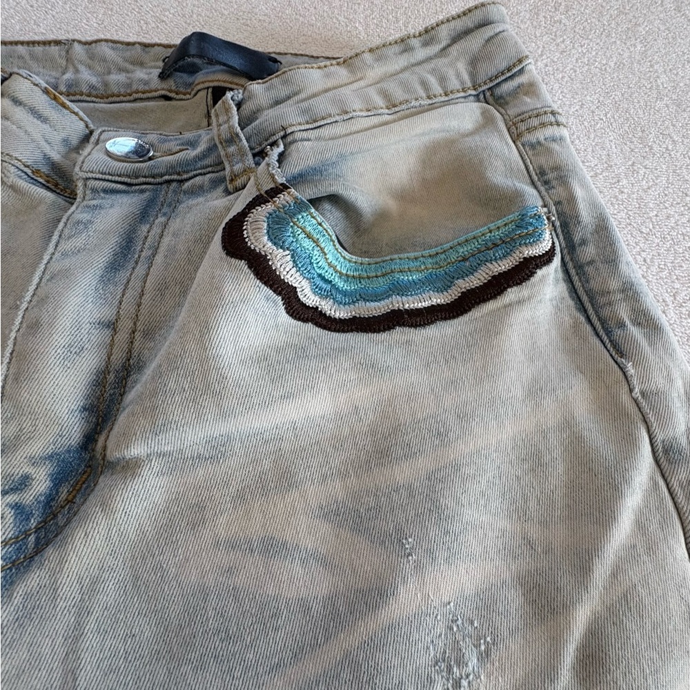 Amiri Grateful Dead Dancing Bears Light Wash Distressed Jeans Size 29 - Picture 8 of 16